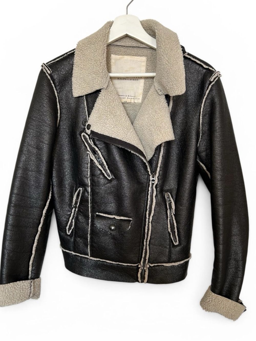 Denim & Supply Ralph Lauren Faux Shearling Moto Jacket Black